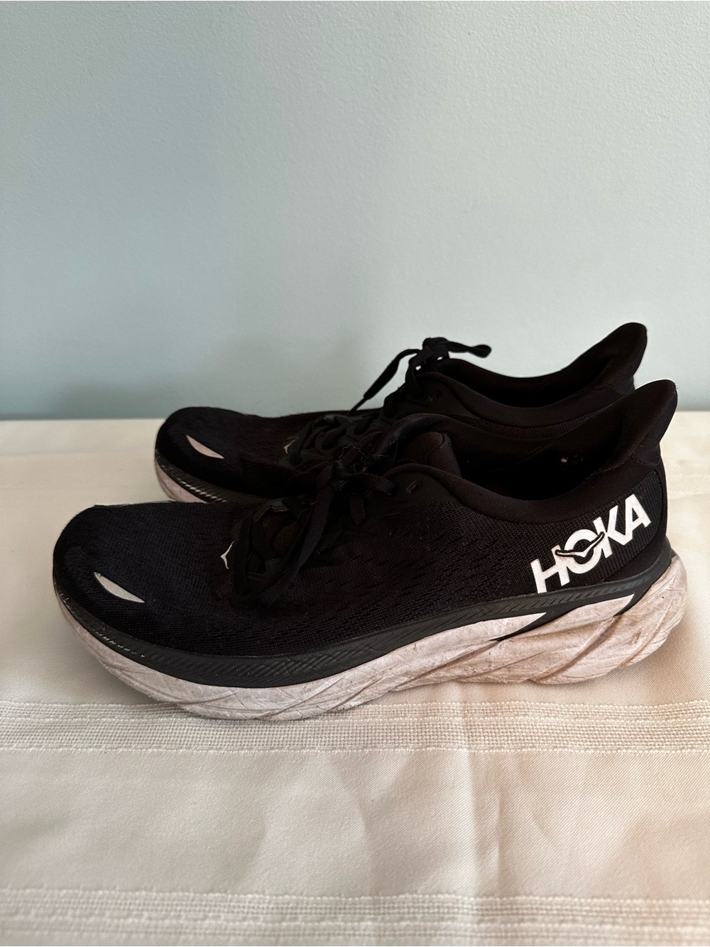 Hoka Black and White Women's Running Shoes - Plush Midsole